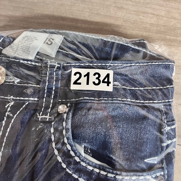 Y Jeans Distressed Bootcut Jeans Womens 3/4 Pants Blue Denim Stretch Pocket 2134 - Picture 10 of 10